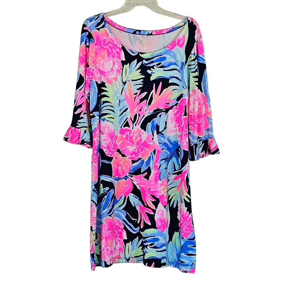 Lily Pulitzer Sophie UPF 50+ Ruffle Dress Floral Sz XL EUC
